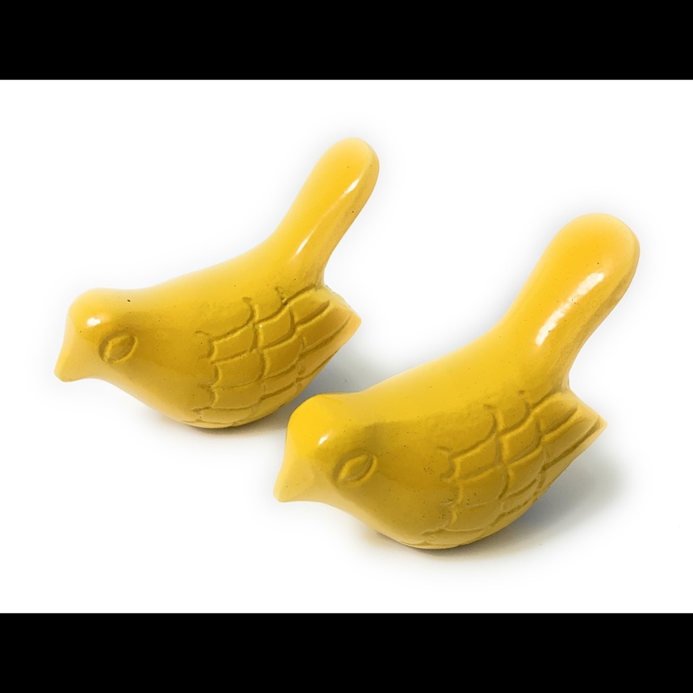 Bird figurines set of 2 yellow birds for home
